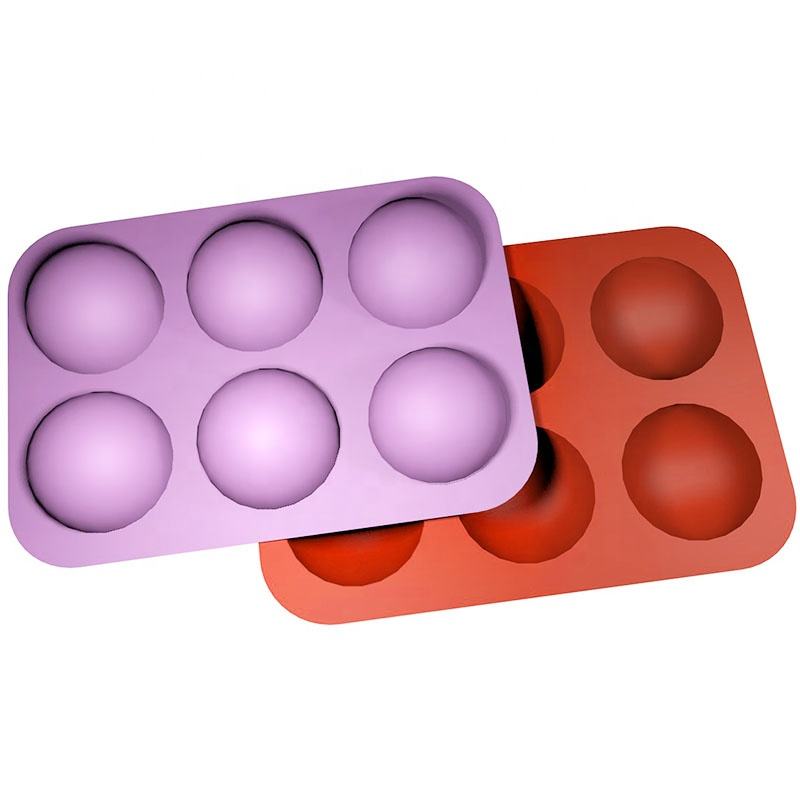 BACCEN 6 Holes Sphere Silicone Bomb Half Circle Baking Mold For Chocolate Cake Jelly Pudding Handmade Soap Round Shape silicone mold