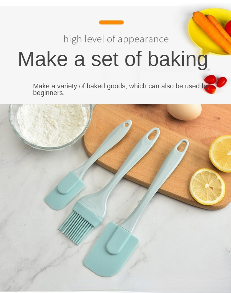 3PCS/Set Cream Scraper DIY Bread Cake Butter Spatula Mixer Oil Brush Kitchen Baking Tool Silicone Spatula Non-stick Kitchen